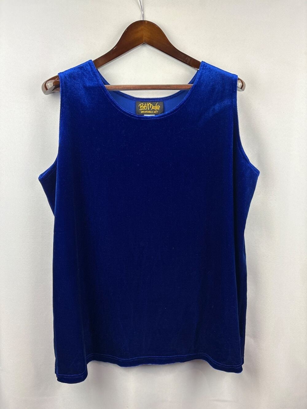 Women’s Vintage Bob Mackie 1X Sapphire Blue Velvet Sleeveless Blouse